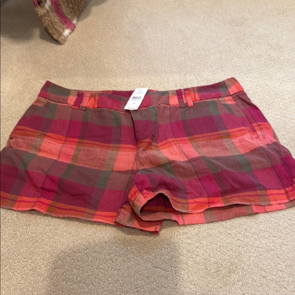 Plaid Women's Shorts - Pink and Brown
